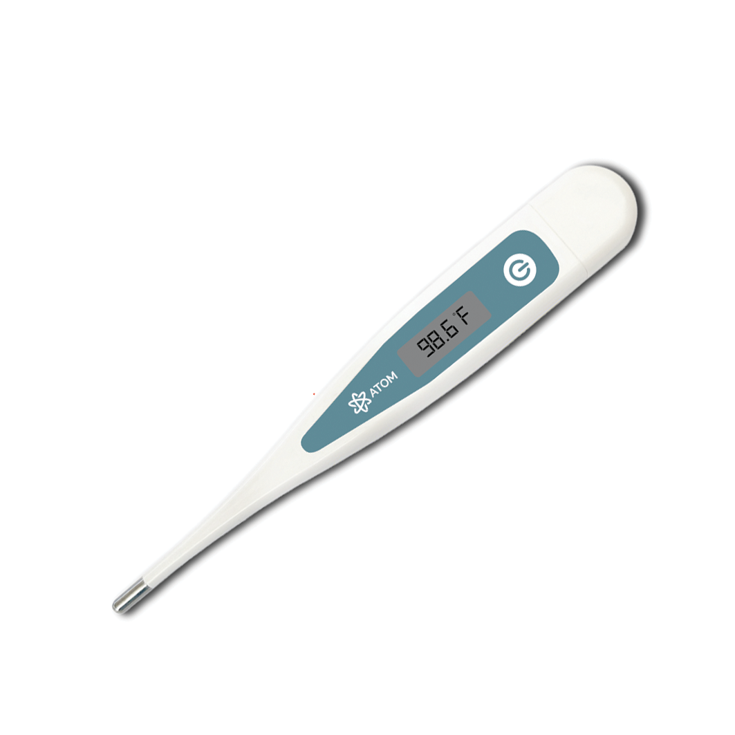 Atom Wellness Digital Thermometer for Fever, Highly Accurate Clinical Thermometer with LCD Display, Fast 60-Second Reading, Selectable °C/°F, Waterproof Flexible Tip for Oral Underarm Rectal Use, Model DT811 – 1 Year Warranty