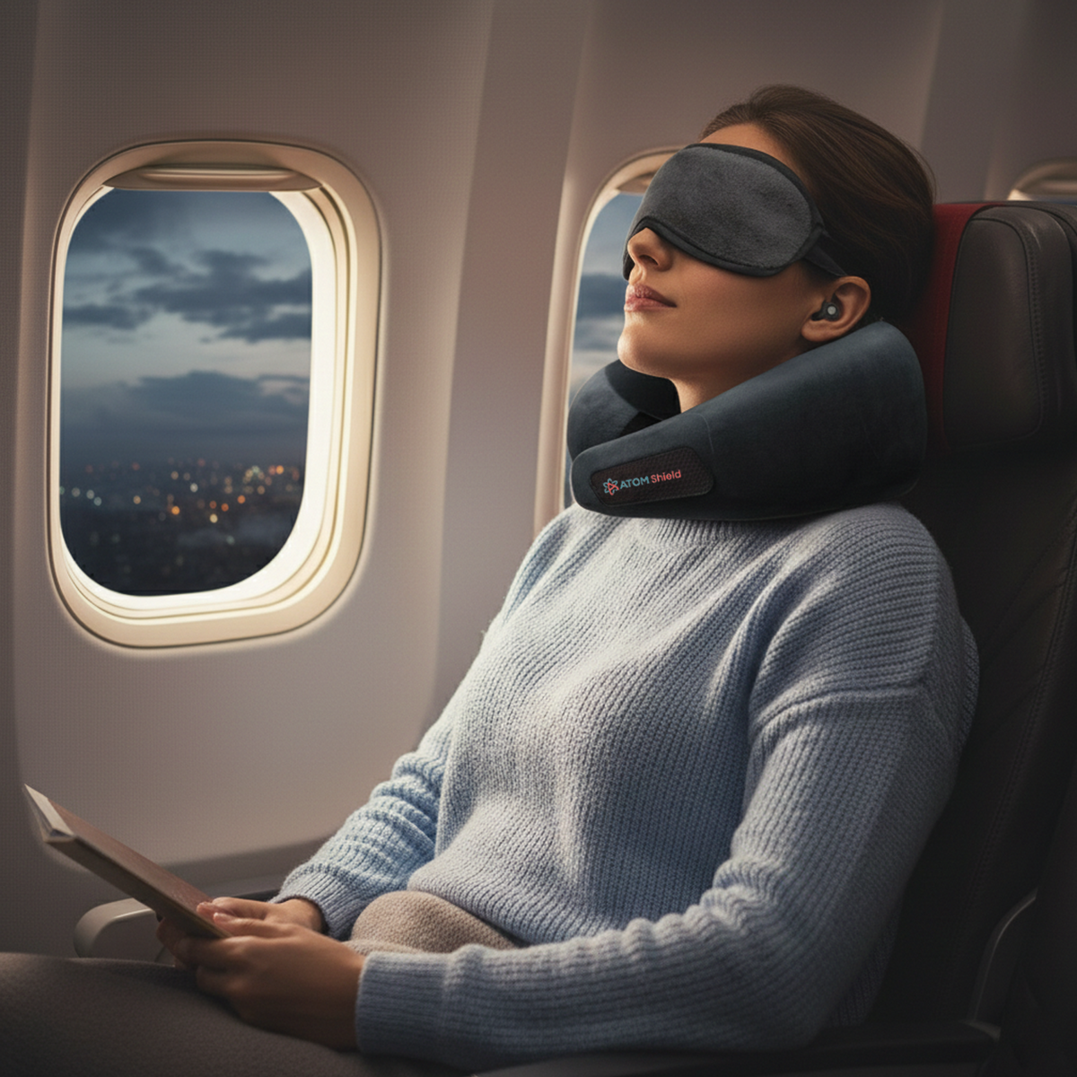 Premium Travel Kit for Sleeping - Ergonomic Travel Kit with 360° Support Neck Pillow, Soft Contoured Eye Mask & Ear Plugs - Complete Travel Kit Sleep Set for Men & Women - Compact Travel Essentials