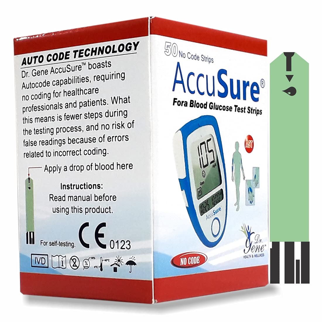 Accusure Test Strips, 50 Strips Multicolor(Only Strips) for blue glucometer