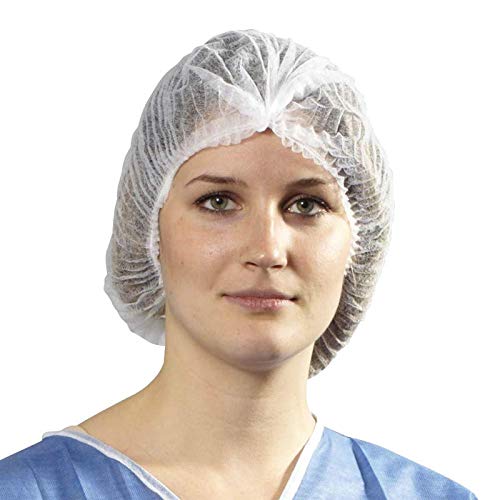 Disposable Stretchable White Caps, Cover Hair for Cooking and Hygiene, 50 Pieces